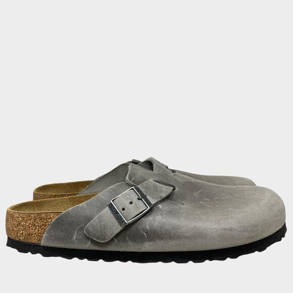 Birkenstock Clogs Mens 7 Iron Oiled Leather Soft Footbed Comfort Made In Germany - Picture 2 of 12